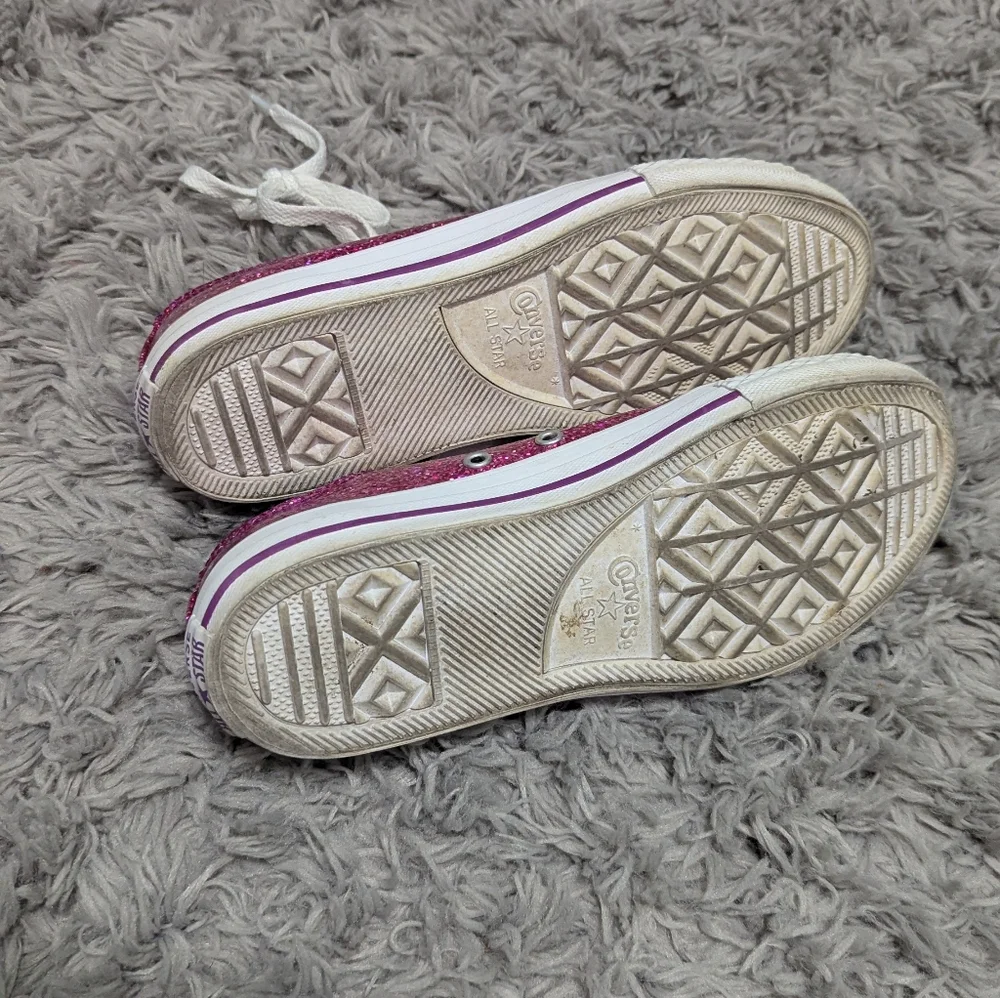 🌸Converse‎ All Star Pink Glitter Sparkles Lace Up Sneaker Size 4.5